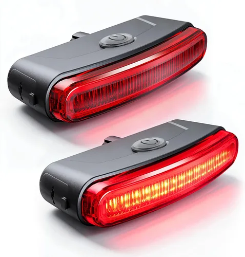 Vista 2 de Luz trasera de bicicleta recargable, IPX6 impermeable 220 amplia visibleSafety modo linterna carretera montaña paseo nocturno