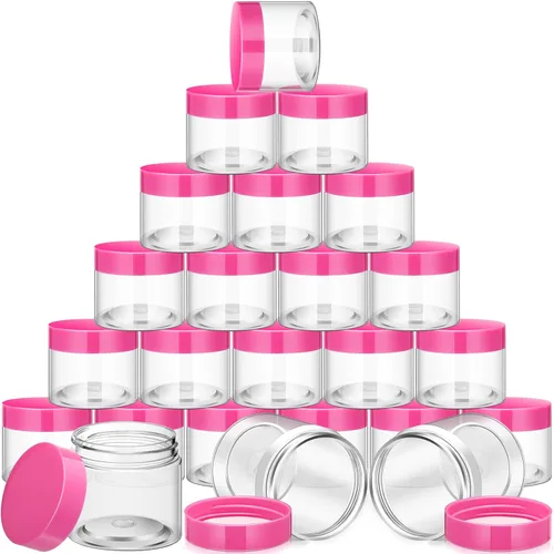 Vista 22 de SATINIOR 24 frascos de plástico transparente vacíos con tapas, recipientes de almacenamiento redondos de boca ancha para productos de belleza