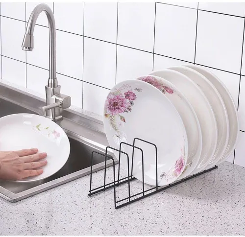Vista 4 de Escurridor de platos pequeño, estante de secado de cuencos de acero inoxidable para almacenamiento organizador de encimera de cocina, estante