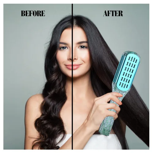 Vista 5 de Cepillo de pelo con abrazadera de cerdas de jabalí, enderezadora de cerámica de doble cara con abrazadera, desenredar y peinar el cabello