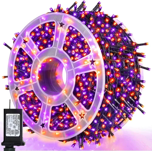 Vista 12 de weillsnow Guirnalda de luces blancas de Navidad enchufables, 200 luces LED de 66 pies, impermeables, 8 modos con memoria para exteriores