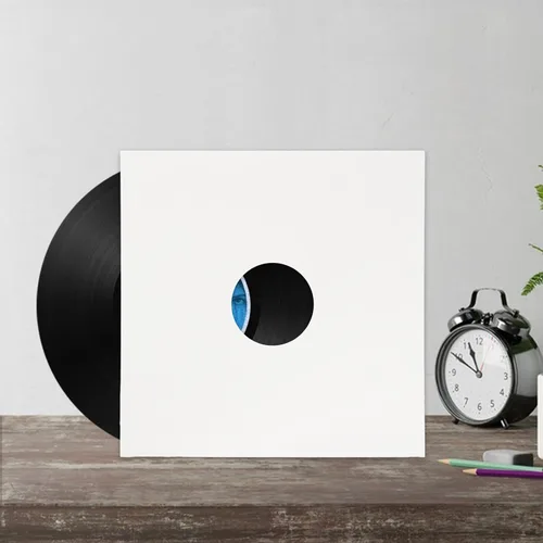 Vista 7 de Paquete de 10 chaquetas de disco de vinilo blancas de 12 pulgadas, cubiertas de álbum LP pesadas de 350 GSM con agujero central, fundas de repuesto