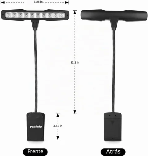 Vista 8 de Vshinic - Luz de soporte de música, 10 luces LED de orquesta con clip, totalmente ajustable, sin parpadeo para piano, lectura de libros, mesa
