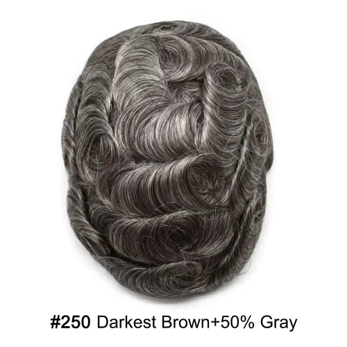 Vista 19 de Toupee para hombre 100% cabello humano real tupé para hombres 0.004 in piel de poliuretano para hombre, sistema de reemplazo de piezas de pelo