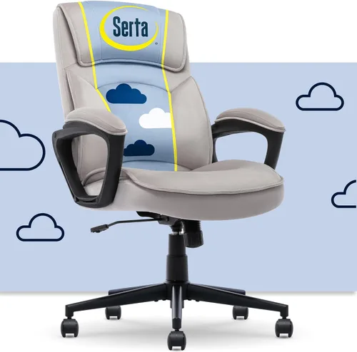 Vista 18 de Serta® Hannah Silla ejecutiva para oficina en casa, ergonómica de respaldo medio con soporte lumbar, cojín de asiento firme, almohadas corporales