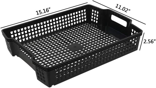 Vista 2 de Sandmovie Bandeja grande para almacenamiento, organizador de plástico para cocina, aula, oficina, negro, 6 paquetes