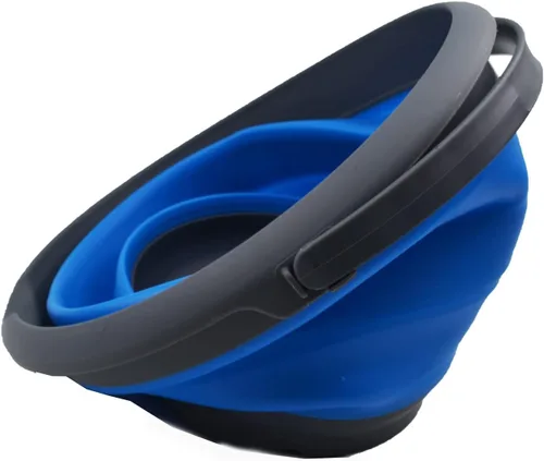 Vista 4 de SAMMART Cubo de plástico plegable de 8,5 L (2,2 galones) - Tina redonda plegable - Cubo de agua portátil para pesca - Maceta al aire libre que Azul