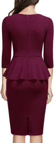 Vista 2 de Miusol - Vestido de mujer estilo retro con cuello cuadrado y volantes