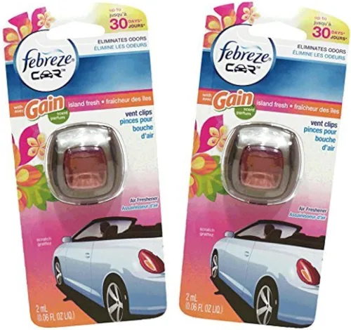 Vista 19 de Febreze Ambientador de coche con clip de ventilación, eliminador de olores, aroma ámbar automático, 2 clips