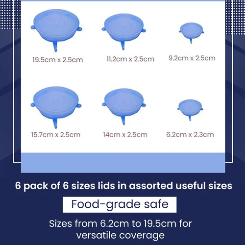 Vista 4 de Gadgetime USA - Tapas elásticas de silicona - Fundas para tazones - Almacenamiento de alimentos reutilizables - Tapas de silicona aptas
