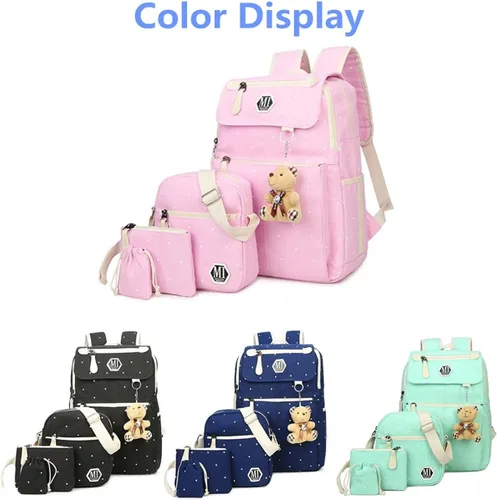 Vista 4 de Juego de 3 mochilas para niñas para escuela primaria, bolsas escolares informales, mochilas para libros