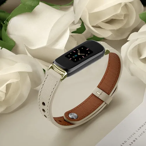 Vista 5 de Bandas de cuero elegantes y delgadas compatibles para Fitbit Luxe, correa de muñeca, pulsera suave de reemplazo para Fitbit Luxe Fitness and