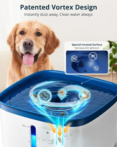 Vista 2 de Fuente de agua para gatos, fuente de agua ultra silenciosa para perros de 135 oz/4 L, diseño de vórtice de limpieza instantánea, fuente de agua