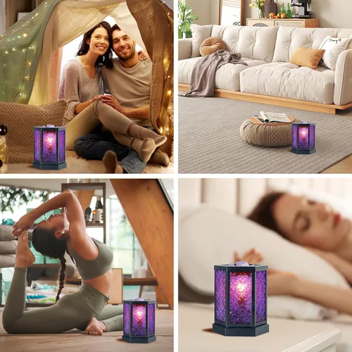 Vista 3 de CVHOMEDECO. Calentador eléctrico marroquí de cera derretida, calentador de velas decorativo para velas perfumadas, cera derretida y tartas