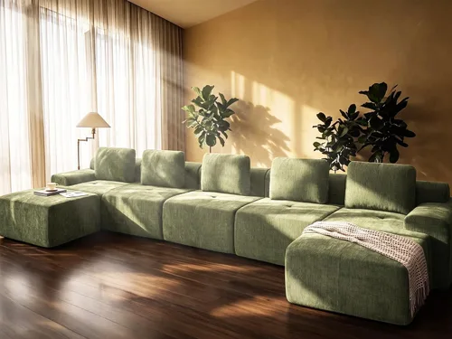 Vista 29 de Sofá de nube de gran tamaño en forma de U de 122 pulgadas, cómodos sofás modulares sin hueso para sala de estar, sofá modular con respaldo alto