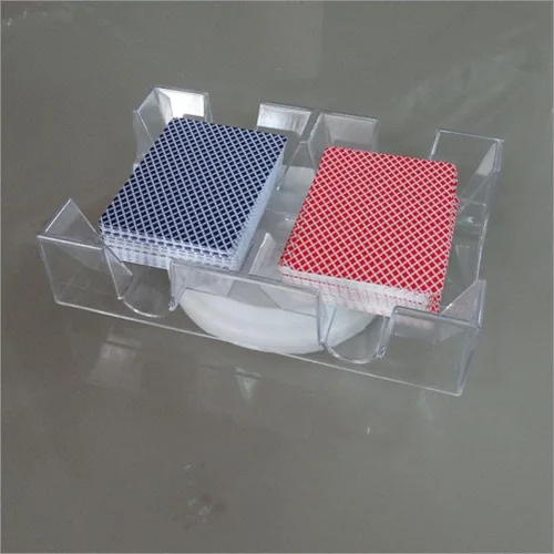 Vista 4 de Gonetre Cartas de juego de cartas, bandeja giratoria de 2 barajas/6 barajas, práctico soporte para cartas organizador transparente (poner 2 póquer)