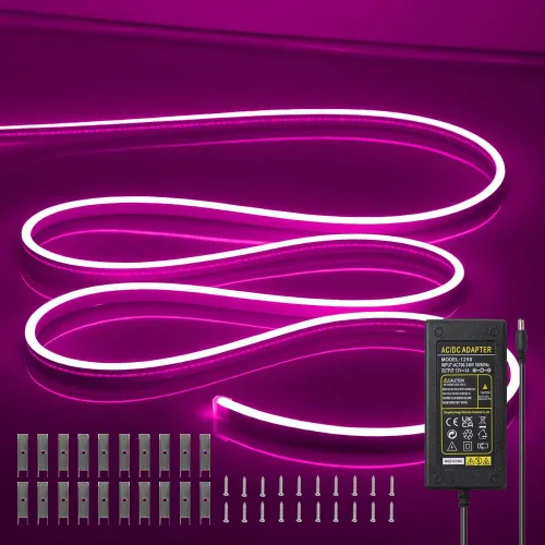 Vista 20 de Tiras de Luces LED de Neón Blancas de 12V - 16.4 Pies Flexibles Impermeables Cortables, Luces de Cuerda de Neón de Silicona Flexible para Cocina