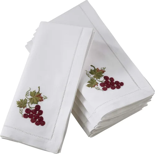 Vista 49 de Juego de 6 servilletas bordadas de magnolia hechas a mano con borde cosido