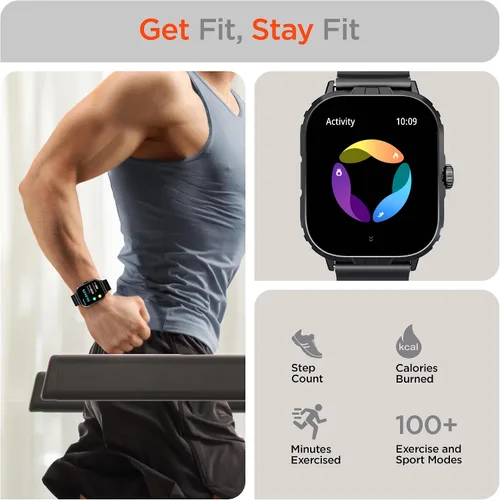 Vista 4 de HyperGear FIT X2 Smartwatch + monitor de actividad física con pantalla LCD IPS grande de 2 pulgadas, frecuencia cardíaca, oxígeno en sangre, calidad