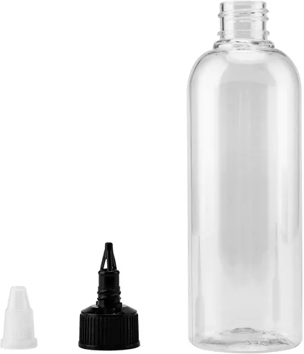 Vista 5 de JAPCHET 60 botellas vacías de plástico de 4 onzas, botellas de plástico de 4.1 fl oz con tapa superior giratoria, botellas transparentes