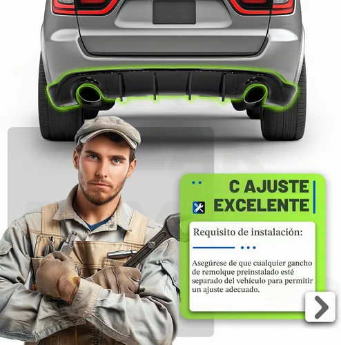 Vista 3 de Difusor de parachoques trasero compatible con Dodge Durango R/T SRT 2011-2022, divisor de labio inferior trasero, tapa del parachoques pintado