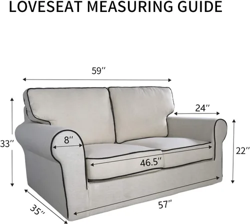 Vista 6 de PureFit Funda elástica para sofá biplaza, funda de sofá suave y antideslizante de jacquard de elastano, protector de muebles lavable con espuma