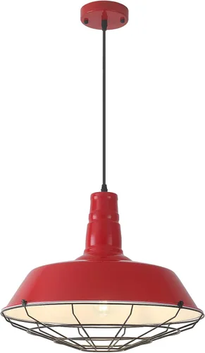 Vista 10 de Lámpara colgante negra de granja, luces colgantes grandes de 18.1 pulgadas, isla de cocina, lámpara colgante industrial con jaula de alambre, luz