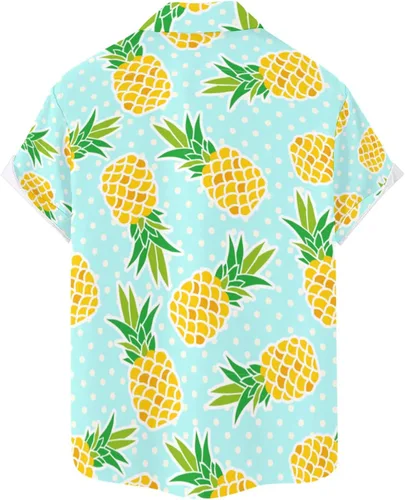 Vista 3 de XIaoHEshOP Hombres Moda Primavera Verano Casual Manga Corta Cuello Turndown Impreso Camisetas Top Blusa Hombres Camisetas Cortos