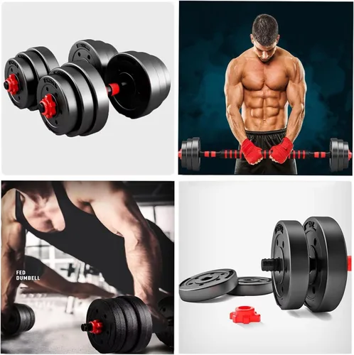 Vista 3 de Juego de mancuernas ajustables, juego de pesas libres de 5 a 44 libras con conector para mancuernas, opciones de flexión, ejercicios de fitness
