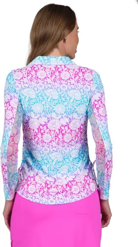 Vista 4 de IBKUL Athleisure Wear 48538 - Polo de manga larga con protección solar UPF 50+ Icefil Cooling Tech Jesse Print
