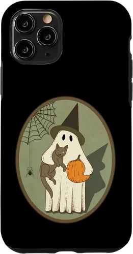 Vista 27 de iPhone 16 Vintage Ghost with Cat Halloween Graphic Case