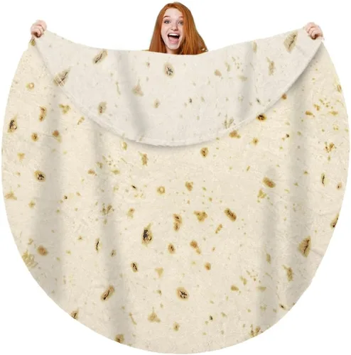 Vista 9 de Moonysweet Manta de tortilla de doble cara para adultos y niños, manta de comida novedosa, franela de vellón mullido, diseño realista