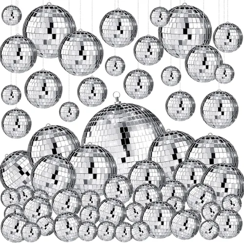 Vista 8 de Funtery 100 Piezas Bolas de Discoteca con Espejo a Granel Surtidas Plateadas Colgantes Decoración de Bolas de Discoteca para Hogar Boda Cumpleaños