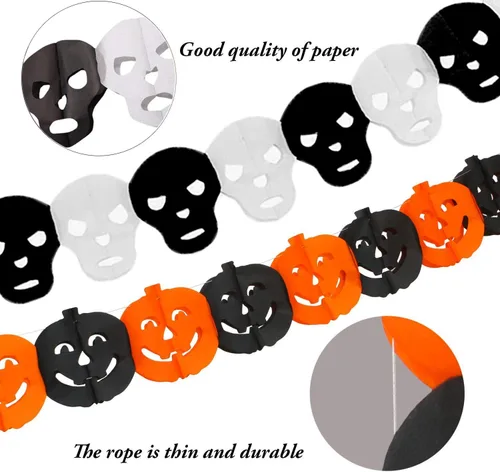 Vista 4 de Decoraciones de fiesta de Halloween, pancarta de calabaza naranja con purpurina negra todo en uno para fiesta temática de Halloween, kit