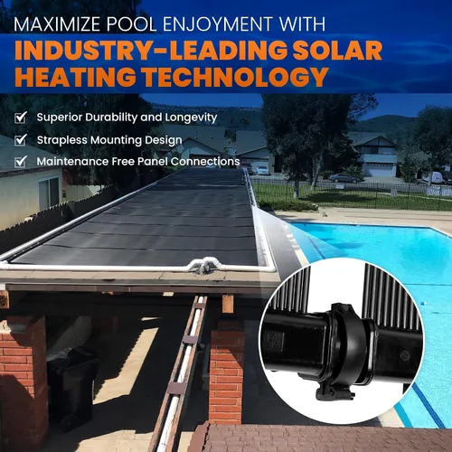 Vista 4 de Kit de bricolaje de calentador solar de piscina de grado industrial, sistema de montaje superior sin tirantes de viento alto y máxima resistencia a