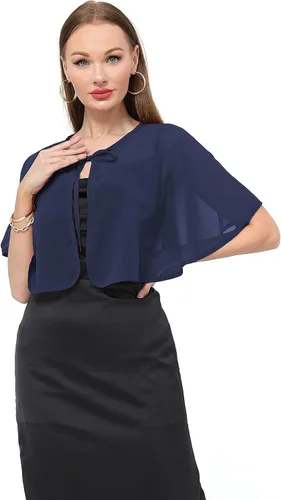Vista 7 de Chal de gasa para mujer, capelets transparentes para vestido de noche, boda, cubierta de capa