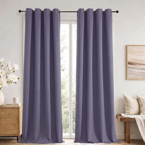 Vista 49 de Simplebrand Cortinas blancas puras de 96 pulgadas de largo para oscurecer la habitación, juego de 2 paneles para dormitorio/sala de estar, bloqueo