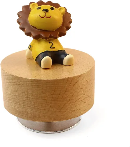 Vista 21 de SOFTALK Caja de música mecánica de madera con diseño de animal, con texto en inglés "You are My Sunshine", regalo para niños y niñas (oso)