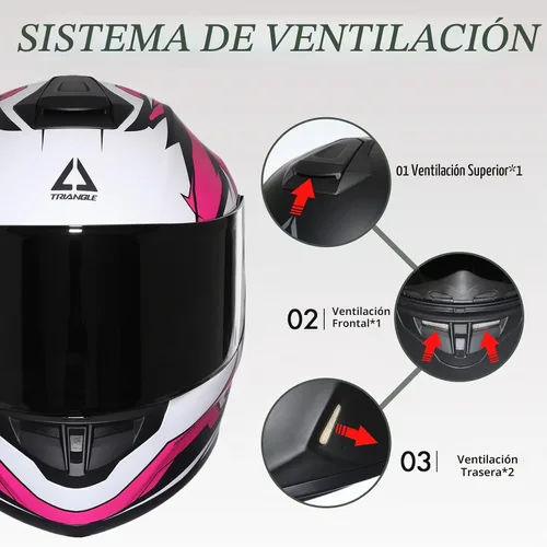 Vista 4 de TRIANGLE Casco de motocicleta de cara completa, aprobado por DOT, para Mate rosa