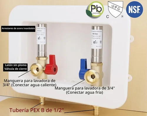 Vista 4 de WHK Caja de salida de lavadora, entrada Pex de 1/2 crimpado x salida de 3/4
