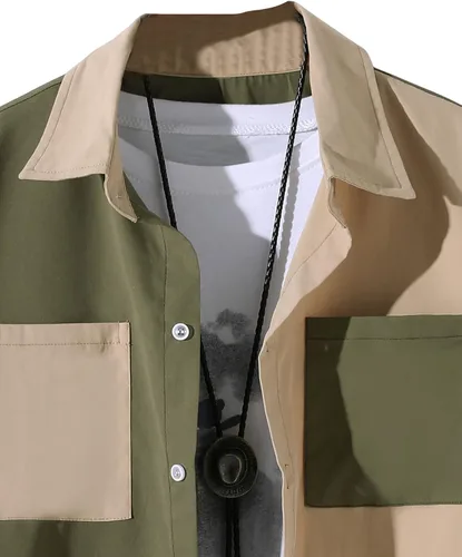 Vista 5 de Floerns Camisa de manga corta con cuello y botones para hombre