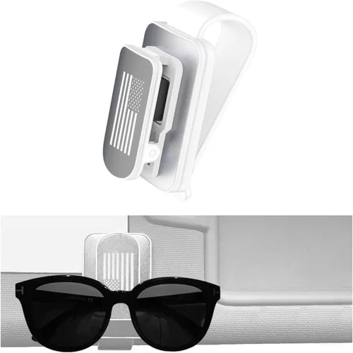 Vista 10 de Kewucn Soporte para Gafas de Sol para Visera de Coche, Soporte de Metal para Visera Automática con Estilo de Bandera de EE. UU., Clip Multifuncional