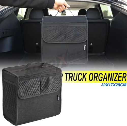 Vista 4 de Organizador de maletero de automóvil, organizador de bolsa de coche de fieltro suave, plegable de 12 x 7 x 12 pulgadas, para Honda CRV Civic Accord