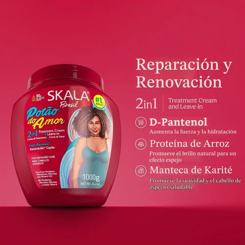 Vista 3 de Skala - Crema acondicionadora para el cabello dañado 2 en 1 Love Pot para mujeres, 35.2 onzas, crema