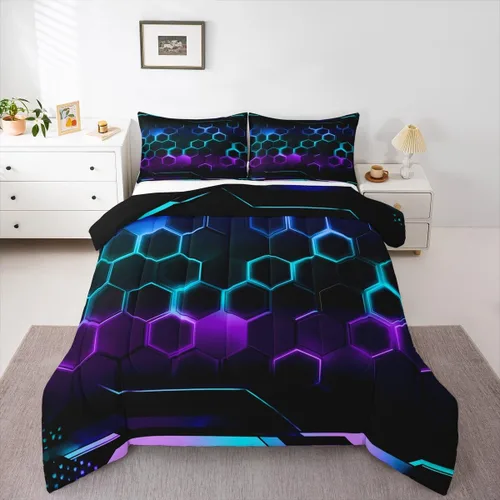 Vista 23 de Juego de ropa de cama Happy Camping de Homewish, tamaño individual, con diseño de osos cazadores y pinos, para niños, hombres, adultos, decoración