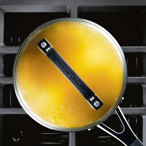 Vista 9 de KitchenAid - Sartén de acero inoxidable de inducción con tapa, olla de 2 cuartos de galón Brushed Stainless Steel, 2qt Saucepan with Lid, Small