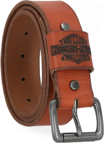 Vista 7 de Harley-Davidson Cinturón de cuero de 1.496 in para hombre Negro (doble costura)
