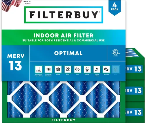Vista 33 de Filterbuy Filtro de aire MERV 13 de 8 x 14 x 1 pulgadas, protección óptima contra el humo y la alergia (paquete de 4), filtros electrostáticos