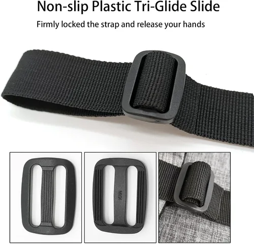 Vista 4 de Correa de pecho para mochila, 2 juegos de correas de esternón para mochilas, accesorios para mochila al aire libre para viajes Negro
