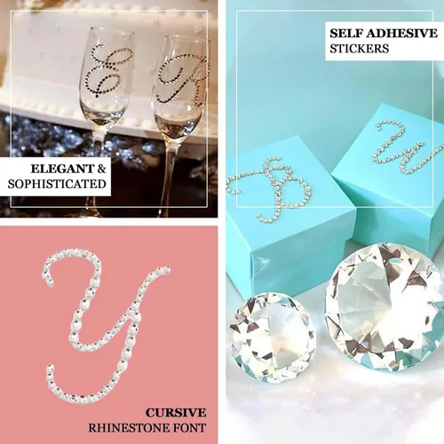 Vista 4 de Efavormart - Paquete de 12 calcomanías transparentes con monograma de diamantes de imitación de 1.5 pulgadas, calcomanías autoadhesivas para cajas